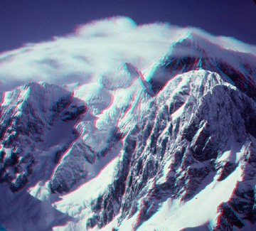 Aerial hyperstereo view of Mt Cook by Paul Wing