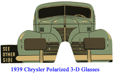 1939 Chrysler 3-D Polarized glasses with original staples