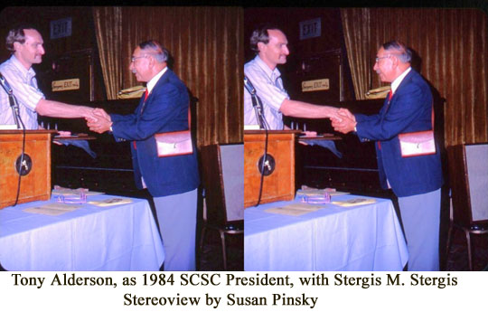 Tony Alderson as SCSC president with Stergis M Stergis at 1984 Awards Banquet