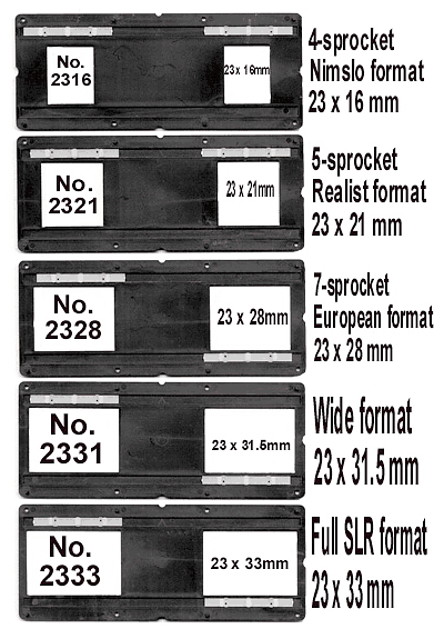 RBT Slide Mount Sizes